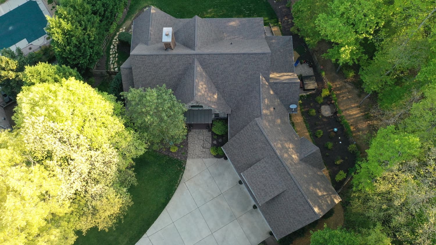 aerial view of denver roofing project