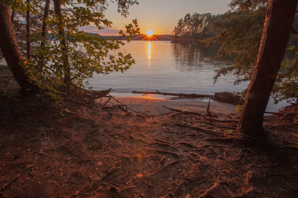 A sunset view of Lake Norman in cornelius, North Carolina.