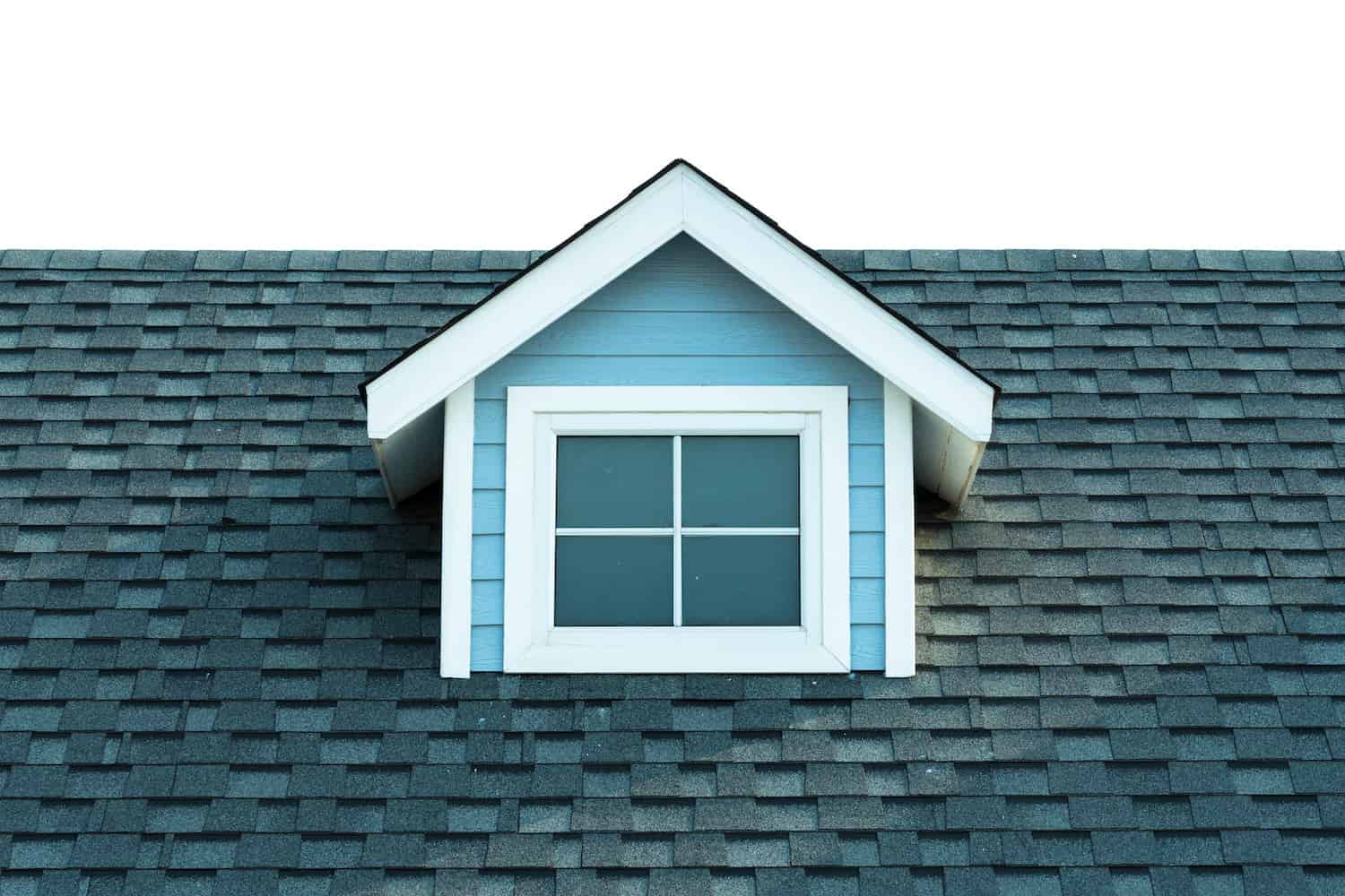 asphalt shingle roof with small pop out window
