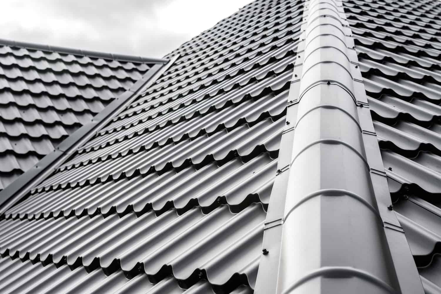 close up view of black metal roofing