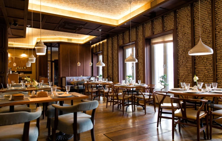 warm interior design of asian restaurant