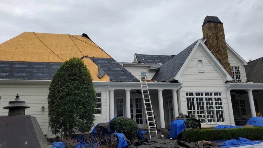 plywood on house roof replacement process