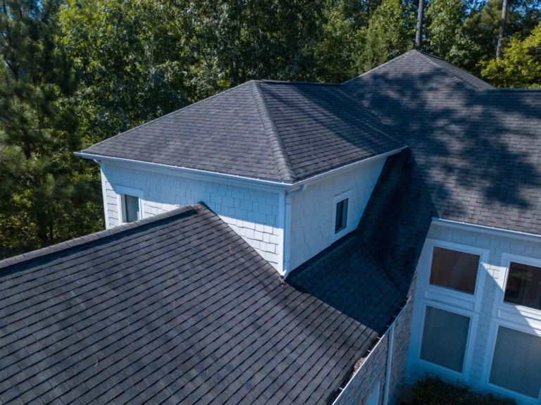 large house roof inspection done by drone